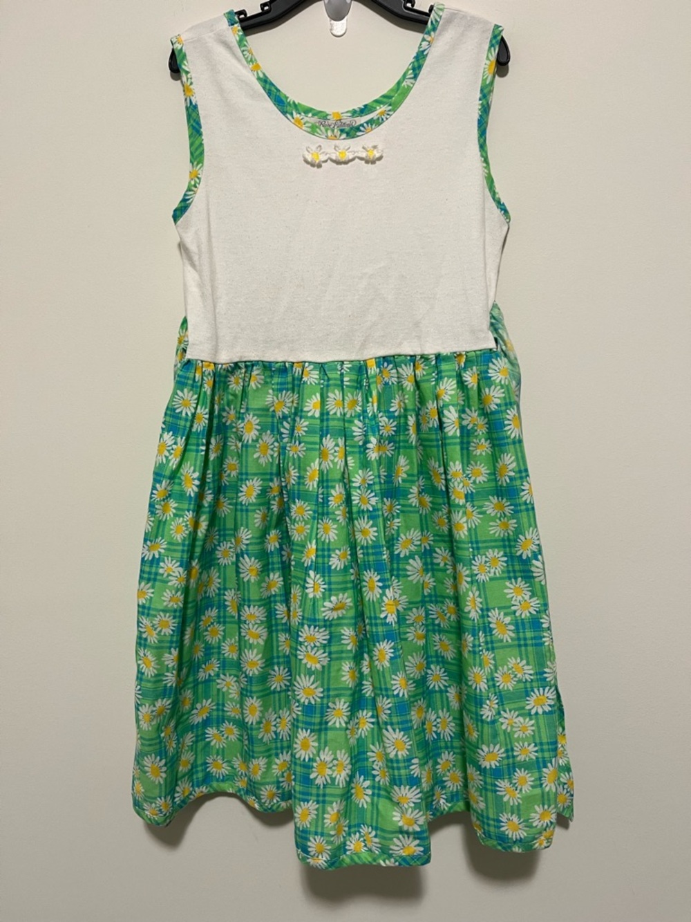 Rare Editions White & Green Daisy Print Sundress
